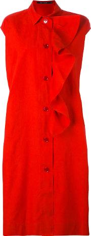 Sofie D'hoore Frill Placket Shirt Dress Women Cotton 40, Red 