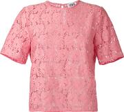 Embroidered T Shirt Women Cottonpolyamide 36, Pinkpurple