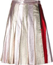 Pleated Skirt Women Leather 38, Grey