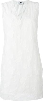 Sheer Detailing Shift Dress Women Cottonpolyamide 38, White