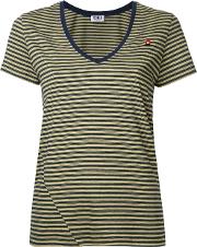 V Neck Striped T Shirt Women Cotton Xl, Women's, Yelloworange