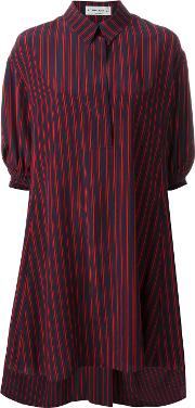 Striped Shirt Dress Women Silk 42, Blue