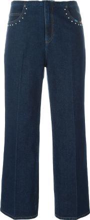 Wide Leg Cropped Jeans Women Cotton 36