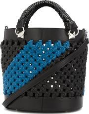 Woven Leather Shoulder Bag Women Leather One Size, Women's, Black