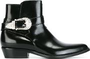 Buckle Strap Boots Women Leatherbrass 6, Black