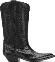 Leather Boots Women Leatherpython Skin 40, Black