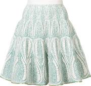 Embroidered Flared Skirt Women Silkpolyamidepolyester Xs, Green