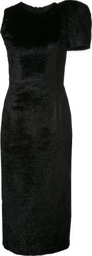 One Structured Shoulder Dress Women Silkcottonspandexelastaneviscose 8, Women's, Black