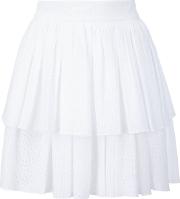 Perforated Layered Skirt Women Cotton 8, White