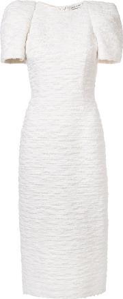 Structured Shortsleeves Dress Women Cottonacrylicpolyesterwool 4, Women's, White