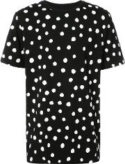 Dots Print T Shirt Women Cotton M, Black