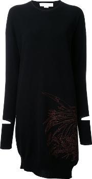 Embroidered Sweater Dress Women Virgin Wool 36, Women's, Black