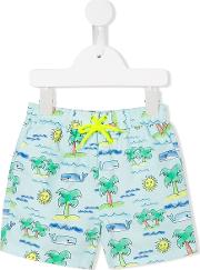 Sea Print Swim Shorts Kids Polyester