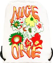 Nice One Print Backpack Men Cotton One Size, White