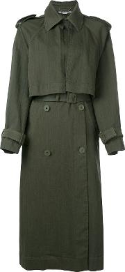 Twill Trench Coat Women Cottonspandexelastane 36, Green