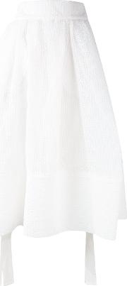 Belted Midi Skirt Women Silkcottonpolyester M, White