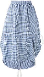 Checked Draped Skirt Women Polyester S, Blue
