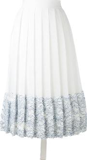 Textured Hem Pleated Skirt Women Silkcottonpolyester M, White