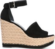 Wedge Sandals Women Leathersuederubber 37.5, Black