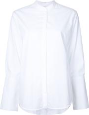 Band Collar Shirt Women Cotton 2, White