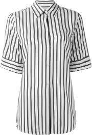Striped Shortsleeved Shirt Women Silk 3, Women's, Grey