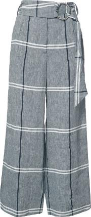 Suno Plaid Cropped Trousers Women Cottonlinenflax 4, Grey 