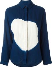 'boushi Shibori' Tie Dye Button Down Shirt Women Organic Cotton L, Blue
