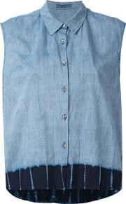 Denim Sleeveless Shirt Women Cotton M, Blue