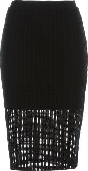 Perforated Midi Skirt Women Cottonpolyesterspandexelastane S, Black