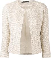 Fitted Tweed Jacket Women Cottonacrylicpolyamideother Fibers 42, Nudeneutrals