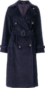 Tagliatore Double Breasted Trench Coat Women Cottoncupro 44, Blue 