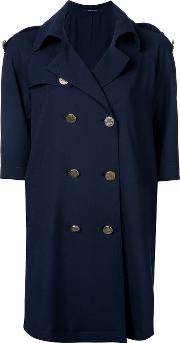 Tagliatore Soft Trench Coat Women Wool 40, Blue 