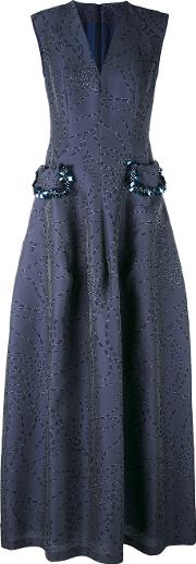 Embellished Pocket Evening Gown Women Cottonpolyamidepolyestercupro 40, Blue