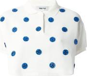 Cropped Embellished Polo Shirt Women Cotton 38