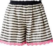 Striped Lace Hem Shorts Women Bamboocottonnyloncupro 38