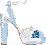Glitter Embellished Sandals Women Leathersuedepolyester 38, Blue