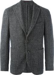 Buttoned Single Breast Blazer Men Cottoncuprovirgin Wool 50, Grey