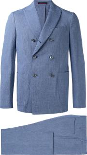 Double Breasted Suit Men Cottonspandexelastaneacetateviscose 52, Blue