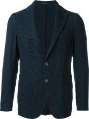 Weave Effect Textured Single Breasted Blazer Men Cottonpolyimide 50, Blue