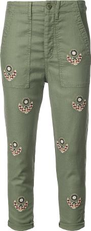 Embroidered Cropped Trousers 