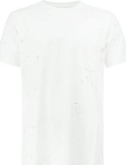 Distressed Short Sleeve T Shirt Men Cotton 50, White