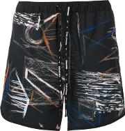 5 Printed Shorts Men Polyesterspandexelastane L, Black