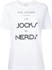 The Upside Jocks And Nerds Print T Shirt Women Cotton Xxs, White 