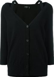 Cashmere V Neck Cropped Sleeve Cardigan Women Cashmere L, Black