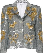 Classic Single Breasted Sport Coat In Organza With Multi