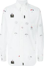 Multi Print Button Down Shirt Men Cotton 4, White