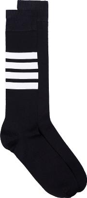 Navy Socks With White Stripes 