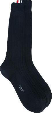 Ribbed Mid Calf Socks Men Cotton One Size
