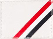 Striped Detail Cardholder Men Calf Leather One Size, White