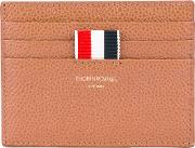 Striped Detail Cardholder Men Leather One Size, Brown